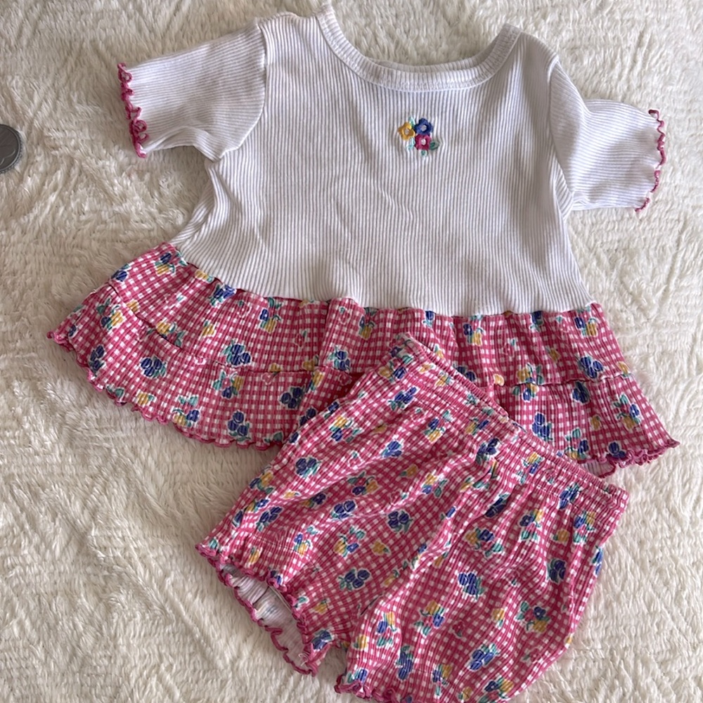 Vintage Floral Baby Shorts Set